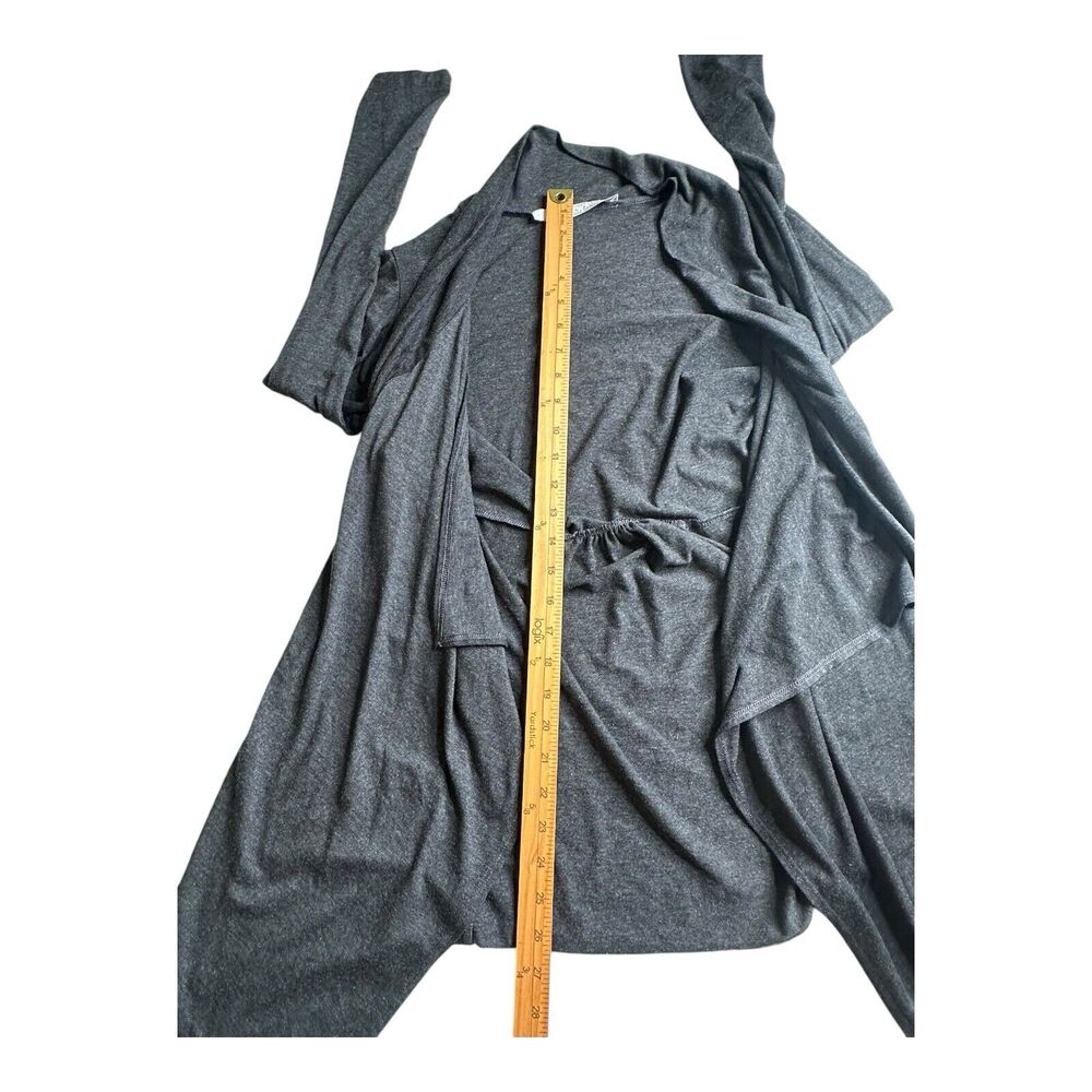 Lola & Sophie Women Black Wrapped Open Front Modal Asymmetrical Cardigan Sz L - Picture 6 of 8